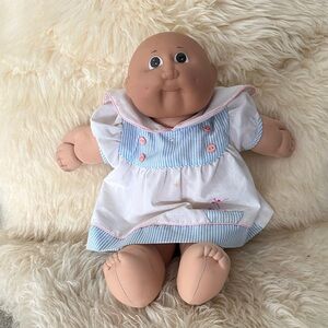 Charming Vintage Cabbage Patch Kids doll in Blue and White Dress